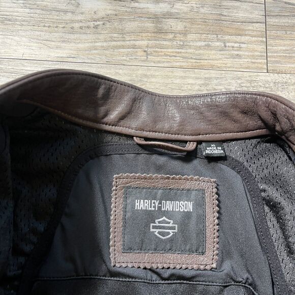 Harley Davidson Leather Jacket Women's XL Victory Lane Heavyweight Brown $600 - Picture 8 of 12